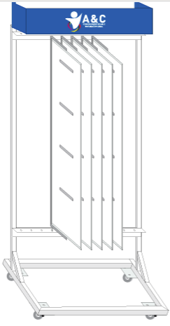 Expositor / Organizador Vertical de Placas com Rodízios e Testeira
