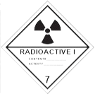 Adesivo de material radioativo categoria 1